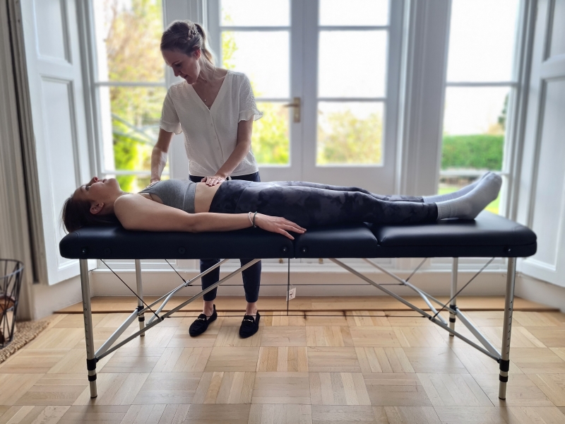  Patient receiving 1 to 1 breathing pattern retraining advice from lucy at take a breath physio